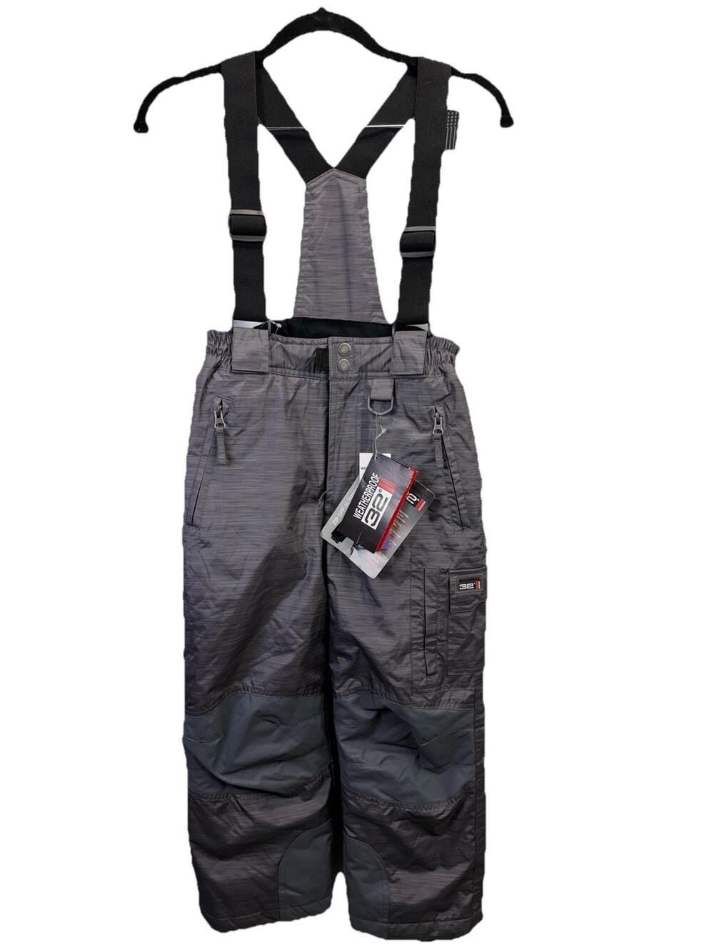 NWT 32 Degrees Weatherproof Overall Snow Ski Pant Zip Suspender Boy Girl 7/8